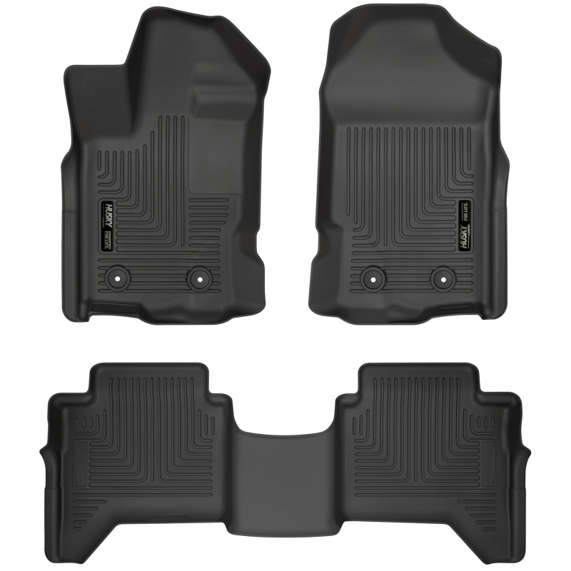 Ford Ranger Floor Mats - Front + Rear - Husky Liners - Weatherbeater - Black - `19-`27